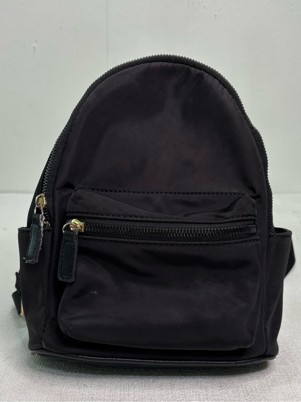 Grossi Black Mini Backpack with Front Zip Pocket